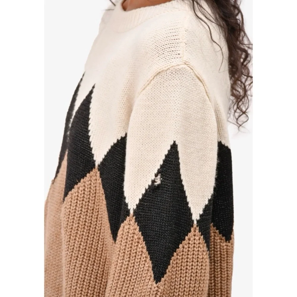 Sandro Argyle Wool Crewneck Sweater - Picture 3 of 13